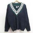 【中古】古着 IZOD 長袖 チルデン ケーブル セーター レディース 90年代 90s コットン Vネック 紺他 ネイビー 中古 ニット トップス | 春夏 ...