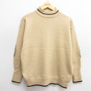 【中古】古着 長袖 セーター レディース 00年代 00s ヒジ当て ウール モックネック ハイネック ベージュ他 カーキ 中古 ニット トップス | 春夏 春...