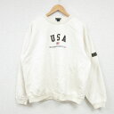 【中古】古着 SDI 長袖スウェット メンズ 90年代 90s USAロゴ 星条旗 コットン クルーネック 丸首 カナダ製 生成り Lサイズ 中古 スエット ト...
