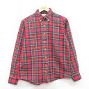 【中古】古着 エルエルビーン LLBEAN 長袖 フランネルシャツ レディース 80年代 80s ボタンダウン 赤他 レッド タータン チェック 中古 ブラウス...