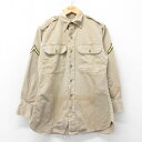 【中古】古着 長袖 ビンテージ ヴィンテージ ミリタリーシャツ メンズ 60年代 60s コットン ベージュ カーキ Sサイズ 小さいサイズ 中古 トップス |...