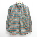 【中古】古着 長袖シャツ レディース 90年代 90s コットン 緑他 グリーン チェック 中古 ブラウス トップス | 春夏 春物 春服 秋冬 秋物 秋服 カ...