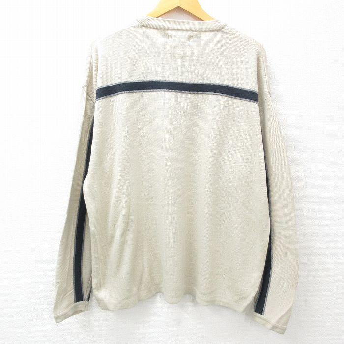 【中古】古着 エアロポステール AEROPOSTALE 長袖 セーター メンズ 00年代 00s 大きいサイズ 2L LL ビッグシルエット ゆったり ビッグサイズ オーバーサイズ アクリル クルーネック 丸首 薄グレー XLサイズ 中古 ニット トップス | 春夏 春物 春服 秋冬 秋物 秋服 2