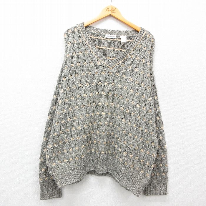 【中古】古着 長袖 セーター メンズ 90年代 90s 大きいサイズ 2L LL ビッグシルエット ゆったり ビッグサイズ オーバーサイズ Vネック ..
