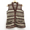【中古】古着 ニットベスト レディース 80年代 80s 茶他 ブラウン 中古 トップス | 春夏 春物 春服 秋冬 秋物 秋服 カジュアル レディースファッシ...