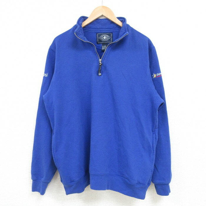 【中古】古着 長袖 ハーフジップスウェット メンズ 00年代 00s ペプシコーラ 青 ブルー Lサイズ 中古 スエット トレーナー トップス | 春夏 春物 春服 秋冬 秋物 秋服 メンズファッション カジュアル おしゃれ ファッション 5OF
