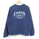 【中古】古着 フルーツオブザルーム 長袖スウェット メンズ 00年代 00s CARTS クルーネック 丸首 紺 ネイビー Lサイズ 中古 スエット トレーナー...