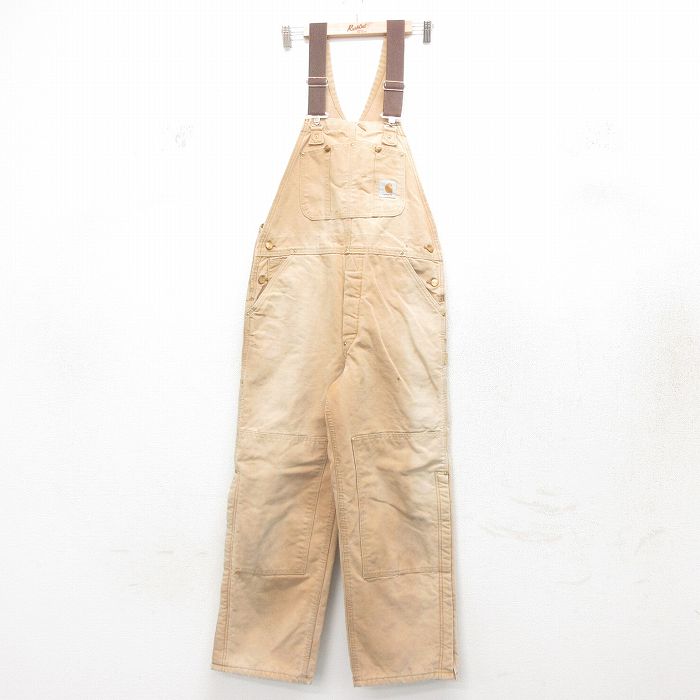【中古】古着 カーハート Carhartt オーバーオール メンズ ダブルニー ダック地 茶 ブラウン 内側キルティング W36 中古 ボトムス | 春夏 春物 春服 秋冬 秋物 秋服 長ズボン カジュアル メンズファッション ファッション おしゃれ