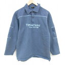 【中古】古着 ティンバーランド Timberland 長袖スウェット メンズ 00年代 00s ビッグロゴ 襟付き 薄紺 ネイビー Lサイズ 中古 スエット トレーナー トップス | 春夏 春物 春服 秋冬 秋物 秋服 メンズファッション カジュアル おしゃれ ファッション