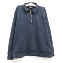 【中古】古着 ラルフローレン Ralph Lauren 長袖 ブランド ハーフジップ トップス キッズ ボーイズ 子供服 90年代 90s ワンポイントロゴ コットン 襟付き 紺 ネイビー | 春夏 春物 春服 秋冬 秋物 秋服 女の子 子ども服 こども服 カジュアル ファッション おしゃ