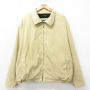 【中古】古着 長袖ジャケット スイングトップ メンズ 大きいサイズ 2L LL ビッグシルエット ゆったり ビッグサイズ オーバーサイズ ベージュ カーキ XLサイズ 中古 アウター ジャンパー ブルゾン | 春夏 春物 春服 秋冬 秋物 秋服 カジュアル メンズファッション
