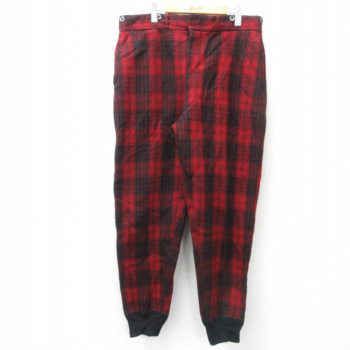 【中古】古着 ビンテージ ヴィンテージ ハンティングパンツ メンズ 50年代 50s コの字留め ウール タロン 赤他 レッド チェック 【spe】 W37 中古 ボトムス ロング | 春夏 春物 春服 秋冬 秋物 秋服 長ズボン カジュアル メンズファッション ファッション おしゃ