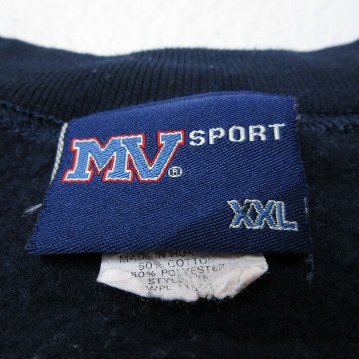【中古】古着 MVスポーツ 長袖スウェット メンズ BARUCH カレッジ 大きいサイズ 2L LL ビッグシルエット ゆったり ビッグサイズ オーバーサイズ クルーネック 丸首 紺 ネイビー XLサイズ 中古 スエット トレーナー トップス | 春夏 春物 春服 秋冬 秋物 秋服 メン