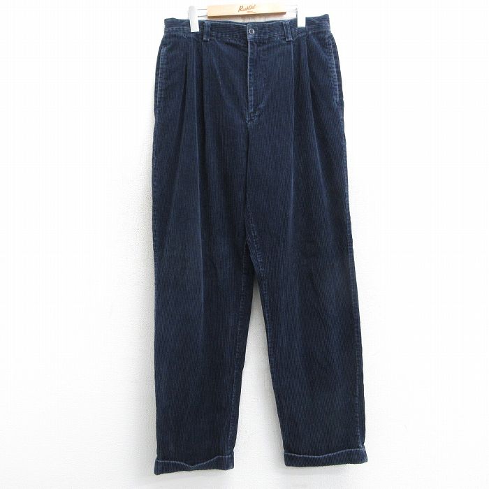 【中古】古着 ギャップ GAP コーデュロイパンツ メンズ 00年代 00s 太畝 紺 ネイビー W34 中古 ボトムス ロング | 春夏 春物 春服 秋冬 秋物 秋服 長ズボン カジュアル メンズファッション ファッション おしゃれ
