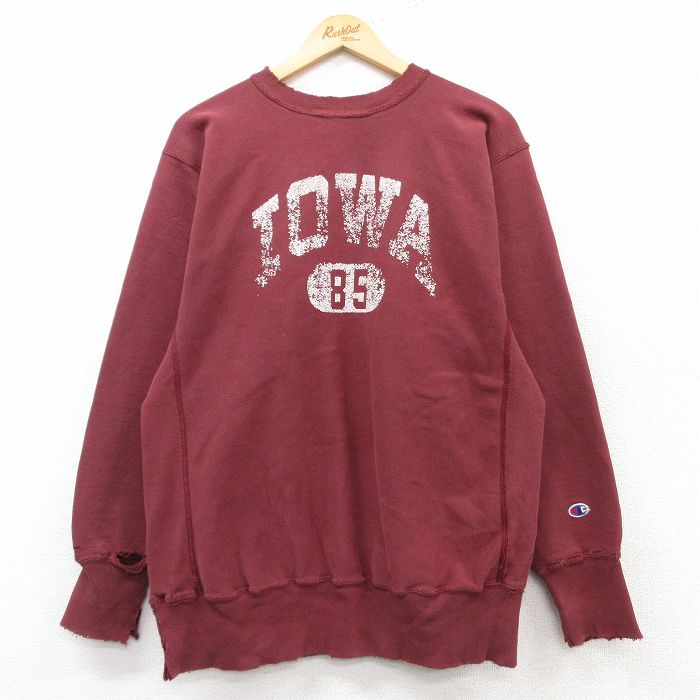 【中古】古着 長袖 チャンピオン Champion リバースウィーブ メンズ 90年代 90s ビッグロゴ クルーネック 丸首 紫他 パープル 【spe】 Lサイズ 中古スウェット スエット トレーナー トップス | 春夏 春物 春服 秋冬 秋物 秋服 メンズファッション カジュアル おし