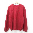 【中古】古着 トミーヒルフィガー TOMMY HILFIGER 長袖 ブランド セーター メンズ 90年代 90s ワンポイントロゴ コットン クルーネック 丸...