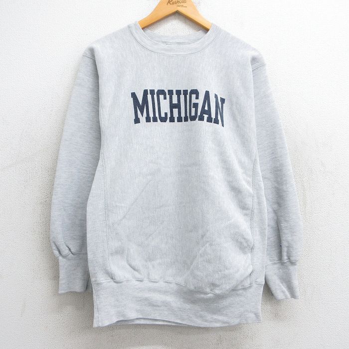 【中古】古着 長袖 チャンピオン Champion リバースウィーブ メンズ 90年代 90s ビッグロゴ クルーネック 丸首 紫他 パープル 【spe】 Lサイズ 中古スウェット スエット トレーナー トップス | 春夏 春物 春服 秋冬 秋物 秋服 メンズファッション カジュアル おし