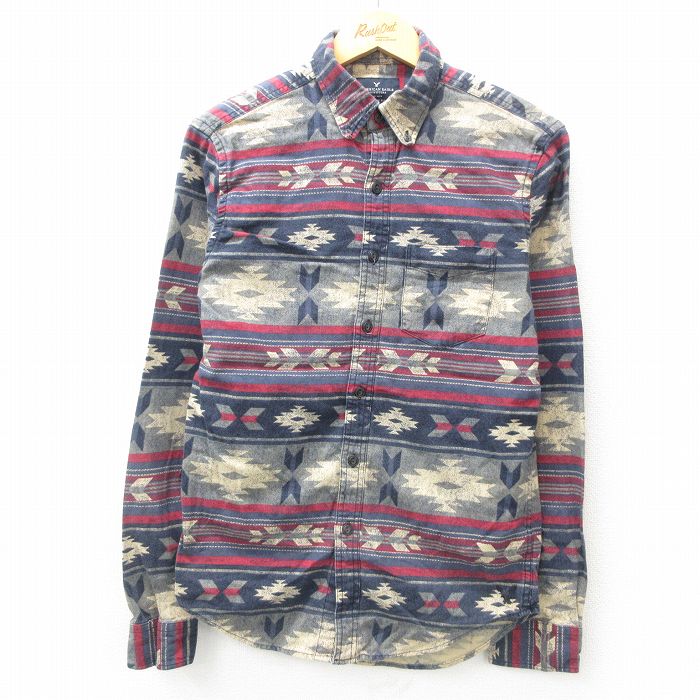 美品 東洋 インディアン ネイティブ柄 プリントネル 長袖/M相当