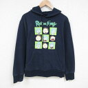【中古】古着 長袖スウェットパーカー メンズ アニメ リックアンドモーティ 濃紺 ネイビー Lサイズ 中古 スエット トレーナー トップス | 春夏 春物 春服 秋冬 秋物 秋服 メンズファッション カジュアル おしゃれ ファッション
