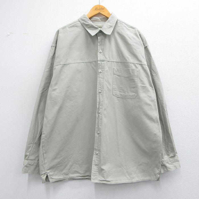 【中古】古着 長袖シャツ メンズ 大きいサイズ 2L LL ビッグシルエット ゆったり ビッグサイズ オーバーサイズ ロング丈 コットン ベー..