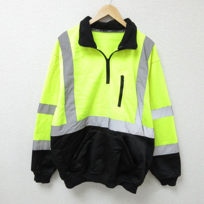 樂天商城 - 【中古】古着 長袖 ハーフジップスウェット メンズ 00年代 00s ツートンカラー バイカラー リフレクター 大きいサイズ 2L LL ビッグシルエット ゆったり ビッグサイズ オーバーサイズ 襟付き 黄 イエロー XLサイズ 中古 スエット トレーナー トップス | 春夏 春物