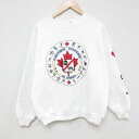 【中古】古着 長袖スウェット メンズ 90年代 90s カナダ クルーネック 丸首 USA製 アメリカ製 白 ホワイト Lサイズ 中古 スエット トレーナー ト...
