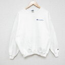 【中古】古着 チャンピオン Champion 長袖スウェット メンズ 90年代 90s ワンポイントロゴ クルーネック 丸首 白 ホワイト Lサイズ 中古 スエ...