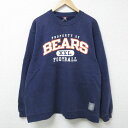 【中古】古着 リーボック REEBOK 長袖スウェット メンズ 00年代 00s NFL シカゴベアーズ クルーネック 丸首 紺 ネイビー アメフト スーパーボ...
