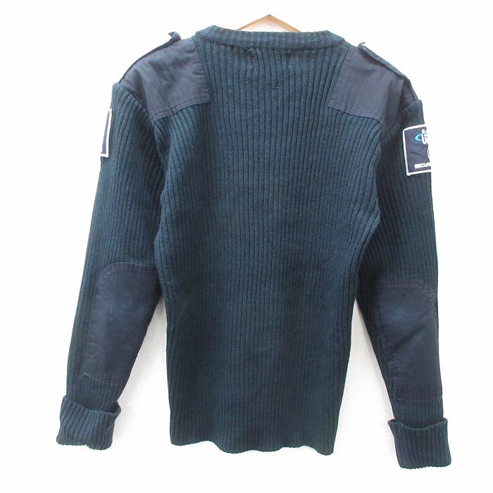 [Đã qua sử dụng] Quần áo cũ áo len nam size M màu xanh đậm cổ chữ V dệt kim dài tay đệm khuỷu tay acrylic kiểu Mỹ giản dị đường phố khá giản dị công sở cổ điển retro cũ 25feb27 5OF - 2