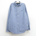 【中古】古着 ラルフローレン Ralph Lauren 長袖 ブランドシャツ キッズ ボーイズ 子供服 90年代 90s コットン ボタンダウン 紺他 ネイビー...