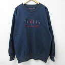 【中古】古着 長袖スウェット メンズ 00年代 00s ココペリ ホピ族 刺繍 クルーネック 丸首 紺 ネイビー XLサイズ 中古 スエット トレーナー トップ...