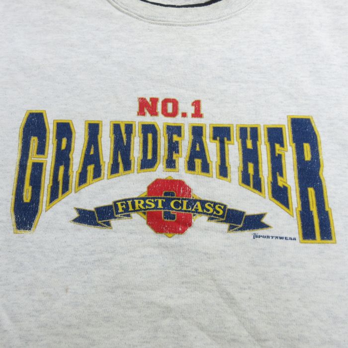 【中古】古着 長袖スウェット メンズ 90年代 90s GRANDFATHER クルーネック 丸首 薄グレー 霜降り Mサイズ 中古 スエット トレーナー トップス | 春夏 春物 春服 秋冬 秋物 秋服 メンズファッション カジュアル おしゃれ ファッション