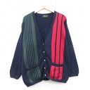 【中古】古着 長袖 ニット カーディガン レディース 00年代 00s コットン 紺他 ネイビー 中古 トップス | 春夏 春物 春服 秋冬 秋物 秋服 カジュ...