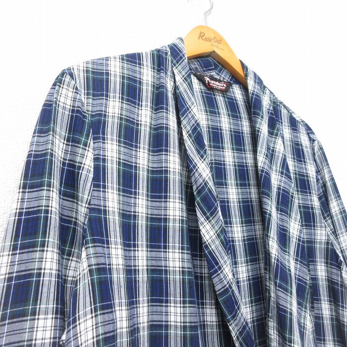 【中古】古着 長袖 ビンテージ ヴィンテージ ガウン 羽織 メンズ 60年代 60s ロング丈 紺他 ネイビー チェック Lサイズ 中古 アウター | 秋冬 秋物 秋服 冬物 冬服 カジュアル メンズファッション ファッション おしゃれ カジュアルジャケット