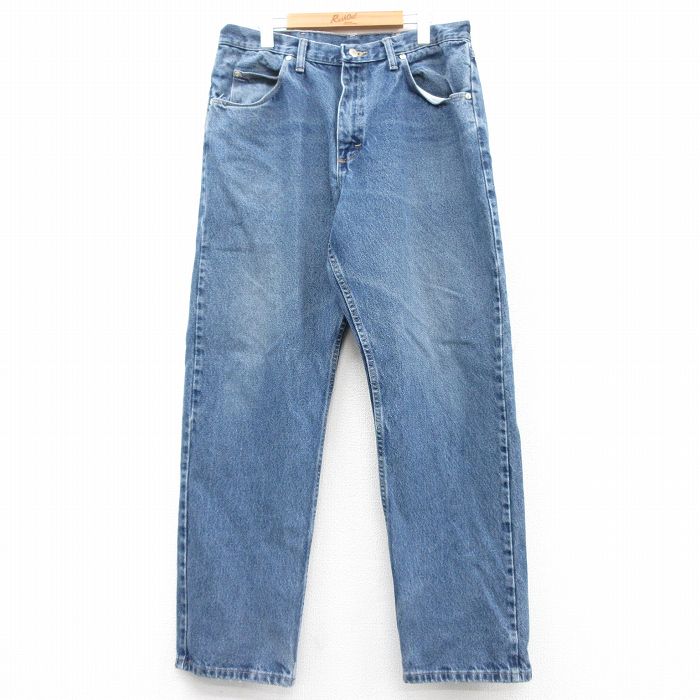 【中古】古着 ラングラー Wrangler ジーンズ メンズ コットン 紺 ネイビー デニム W35 中古 ボトムス ジーパン Gパン ロングパンツ | 春夏 春物 春服 秋冬 秋物 秋服 長ズボン カジュアル メンズファッション ファッション おしゃれ