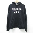 【中古】古着 リーボック REEBOK 長袖スウェットパーカー メンズ ビッグロゴ 黒 ブラック Mサイズ 中古 スエット トレーナー トップス | 春夏 春物 春服 秋冬 秋物 秋服 メンズファッション カジュアル おしゃれ ファッション