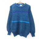 【中古】古着 長袖 セーター メンズ 90年代 90s アクリル クルーネック 丸首 青他 ブルー Mサイズ 中古 ニット トップス | 春夏 春物 春服 秋冬...