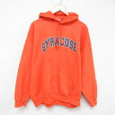 【中古】古着 長袖スウェットパーカー メンズ 00年代 00s SYRACUSE 大きいサイズ 2L LL ビッグシルエット ゆったり ビッグサイズ オーバーサ...