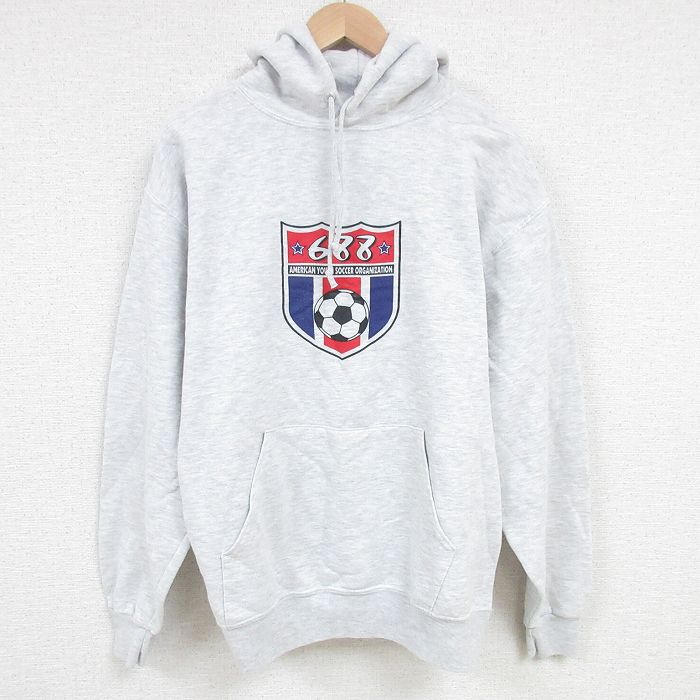 Rakuten - 【中古】古着 00s ジャージーズ 長袖パーカー メンズ グレー Lサイズ サッカー ストリート カジュアル アメカジ きれいめ ヴィンテージ レトロ オールド 5OF