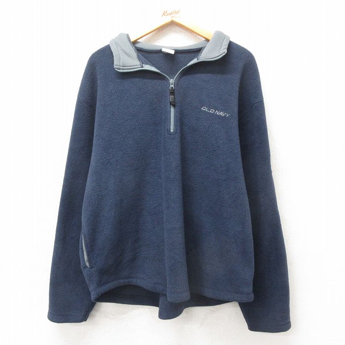 乐天商城 - 【中古】古着 オールドネイビー OLD NAVY 長袖 ハーフジップ フリースジャケット メンズ 00年代 00s ワンポイントロゴ 紺 ネイビー Lサイズ 中古 アウター | 秋冬 秋物 秋服 冬物 冬服 カジュアル メンズファッション ファッション おしゃれ カジュアルジャケット