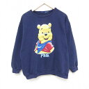 【中古】古着 長袖スウェット メンズ 00年代 00s ディズニー DISNEY くまのプーさん クルーネック 丸首 紺 ネイビー XLサイズ 中古 スエット ...