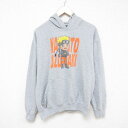 【中古】古着 長袖スウェットパーカー メンズ アニメ NARUTO ナルト疾風伝 グレー 霜降り Lサイズ 中古 スエット トレーナー トップス | 春夏 春物 春服 秋冬 秋物 秋服 メンズファッション カジュアル おしゃれ ファッション
