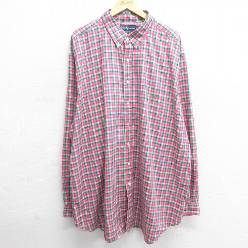 【中古】古着 ラルフローレン Ralph Lauren 長袖 ブランドシャツ メンズ 90年代 90s ワンポイントロゴ 大きいサイズ 2L LL ビッグシルエット ゆったり ビッグサイズ オーバーサイズ ロング丈 コットン ボタンダウン ピンク他 チェック XLサイズ 中古 トップス | 【中古】古着 ラルフローレン Ralph Lauren 長袖 ブランドシャツ メンズ 90年代 90s ワンポイントロゴ 大きいサイズ 2L LL ビッグシルエット ゆったり ビッグサイズ オーバーサイズ ロング丈 コットン ボタンダウン ピンク他 チェック XLサイズ 中古 トップス |