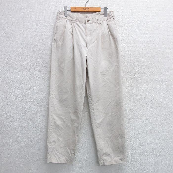 【中古】古着 トミーヒルフィガー ブランドパンツ メンズ W30 ホワイト ワンポイントロゴ TOMMY HILFIGER ロング丈 カジュアル アメカジ ストリート きれいめ ヴィンテージ 5OF