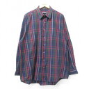 【中古】古着 バンヒューセン 長袖シャツ メンズ 90年代 90s 大きいサイズ 2L LL ビッグシルエット ゆったり ビッグサイズ オーバーサイズ ロング丈 紺他 ネイビー チェック XLサイズ 中古 トップス | 春夏 春物 春服 秋冬 秋物 秋服 カジュアルシャツ メンズファ(4)