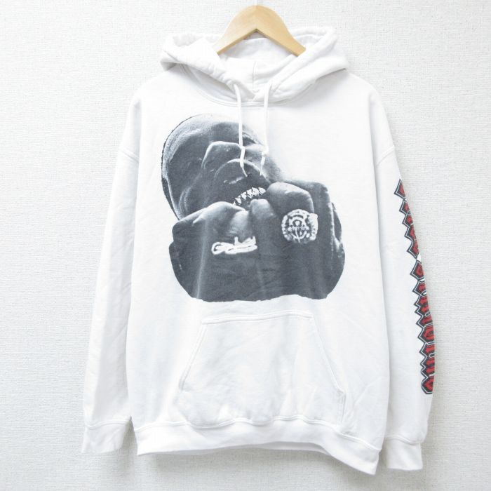 Rakuten - 【中古】古着 長袖パーカー メンズ Lサイズ ASAP FERG スウェット トレーナー ホワイト ヒップホップ ストリート ヴィンテージ アメカジ カジュアル きれいめ レトロ オールド【spe】 5OF