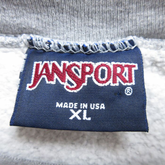 【中古】古着 ジャンスポーツ 長袖スウェット メンズ 90年代 90s ナッソー カレッジ 刺繍 大きいサイズ 2L LL ビッグシルエット ゆったり ビッグサイズ オーバーサイズ クルーネック 丸首 USA製 アメリカ製 グレー 霜降り XLサイズ 中古 スエット トレーナー トッ 5OF