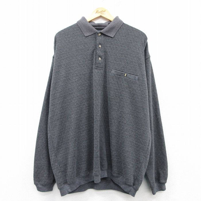 【中古】古着 長袖 セーター メンズ 襟付き 大きいサイズ 2L LL ビッグシルエット ゆったり ビッグサイズ オーバーサイズ グレー 霜降り XLサイズ 中古 ニット トップス | 春夏 春物 春服 秋冬 秋物 秋服 メンズファッション カジュアル おしゃれ ファッション