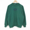 【中古】古着 ヘインズ Hanes 長袖スウェット メンズ 00年代 00s 刺繍 ラグラン ハイネック モックネック 緑 グリーン Lサイズ 中古 スエット ...