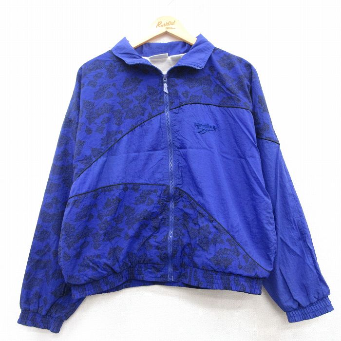 【中古】古着 リーボック REEBOK 長袖 ナイロンジャケット レディース 90年代 90s 紺 ネイビー 中古 アウター ウインドブレーカー | 秋冬 秋物 秋服 冬物 冬服 カジュアル レディースファッション おしゃれ かわいい